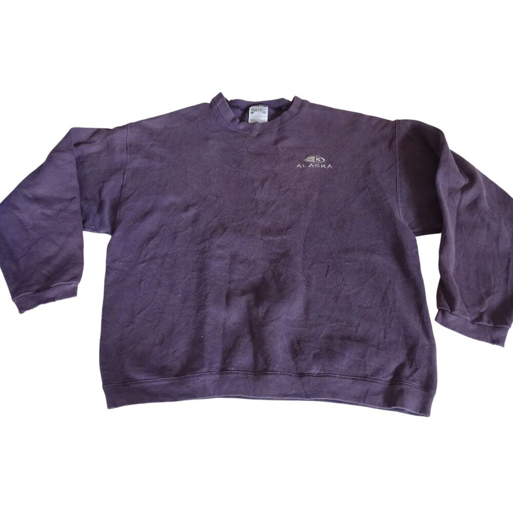 Tultex Alaska Purple Sweatshirt Embroidered Logo Women Men Size L Long Sleeve